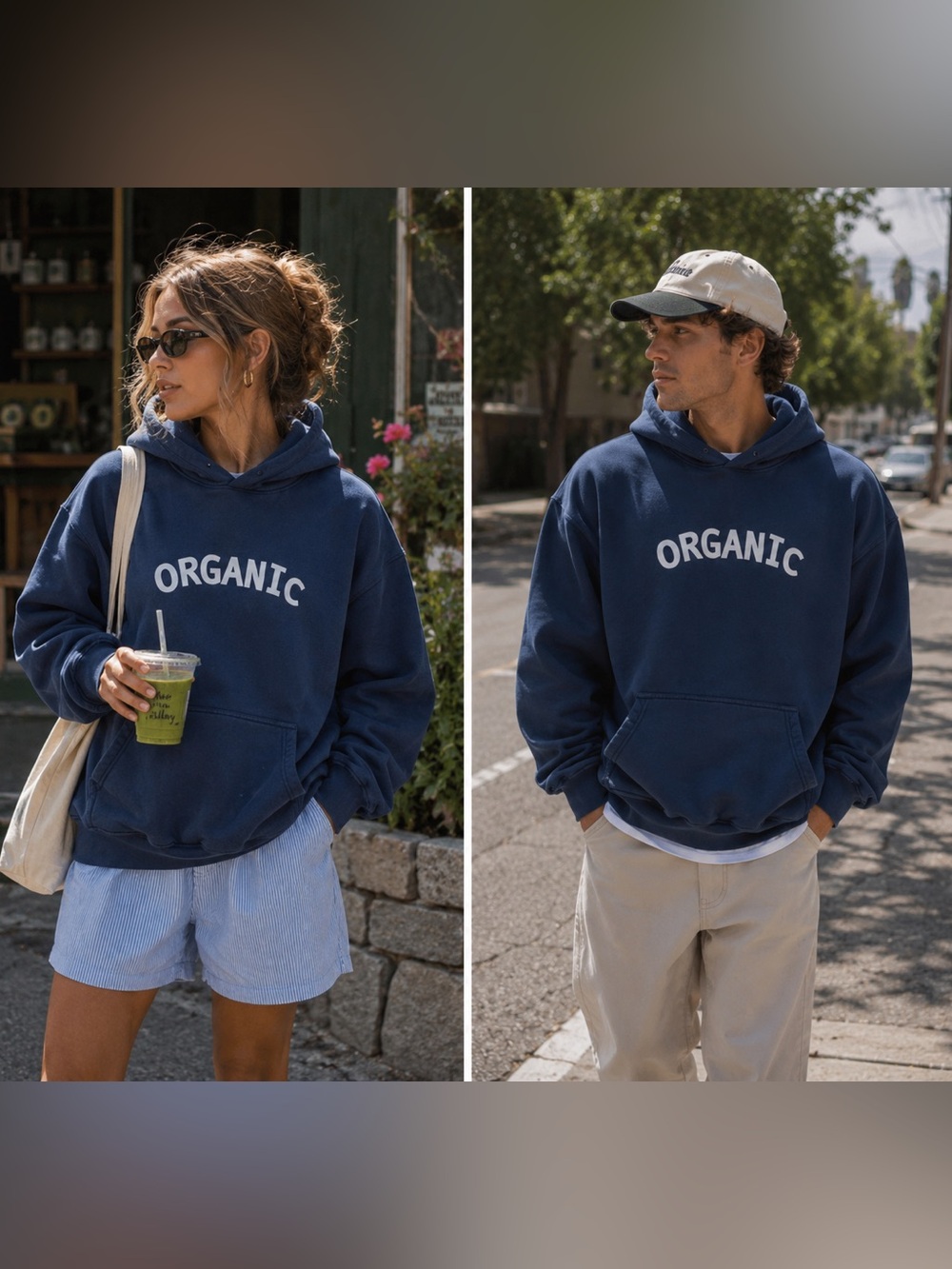 Velour Garment 100% Organic Cotton Heavy Weight Navy Blue Hoodie Size M Unisex